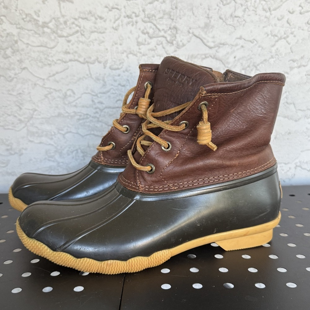 Sperry Top-Sider Saltwater Duck Boot‎ Womens 7 Brown/Navy STS91176 Classic